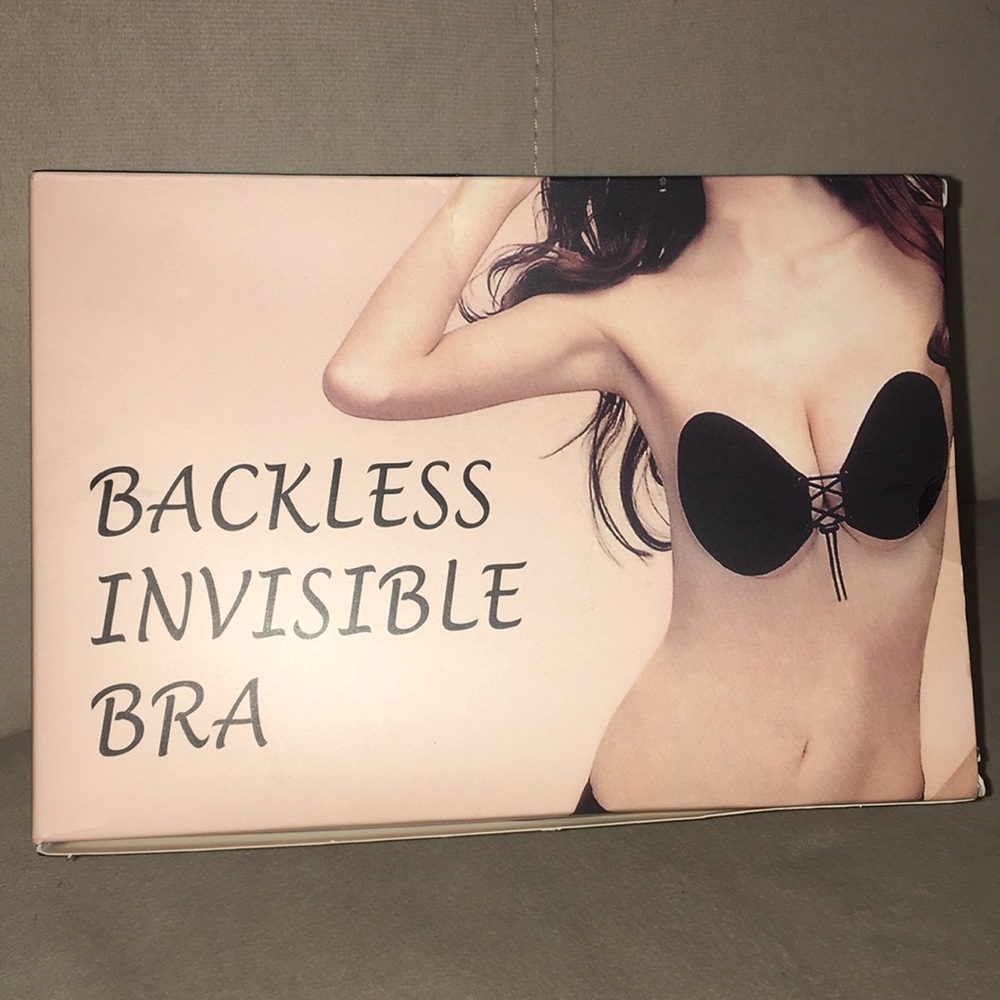 Plain Black Backless Invisible Bra